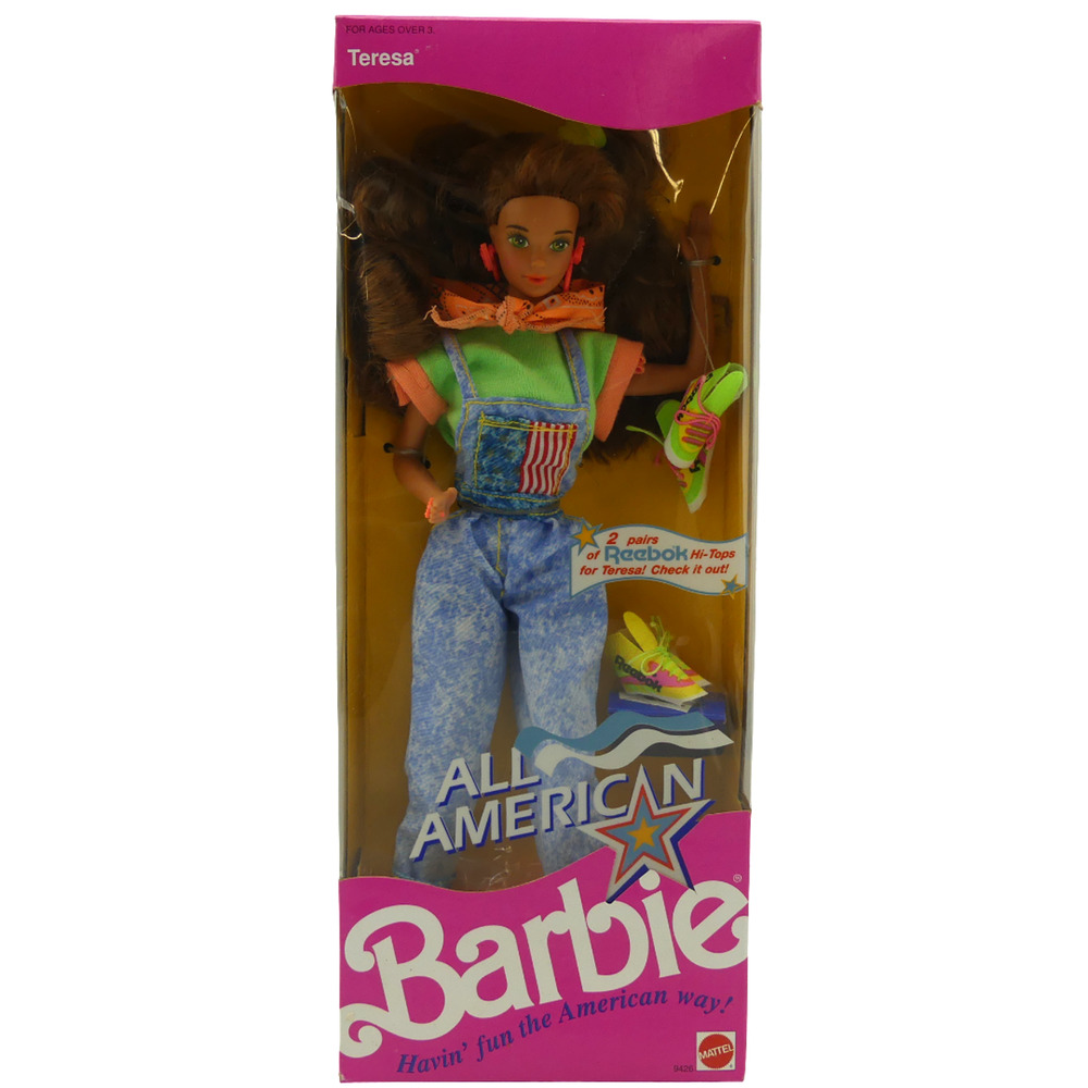 VTG Mattel 1990 Barbie All American Teresa Doll W/ Reebok Hi-Tops Sneaker NRFB